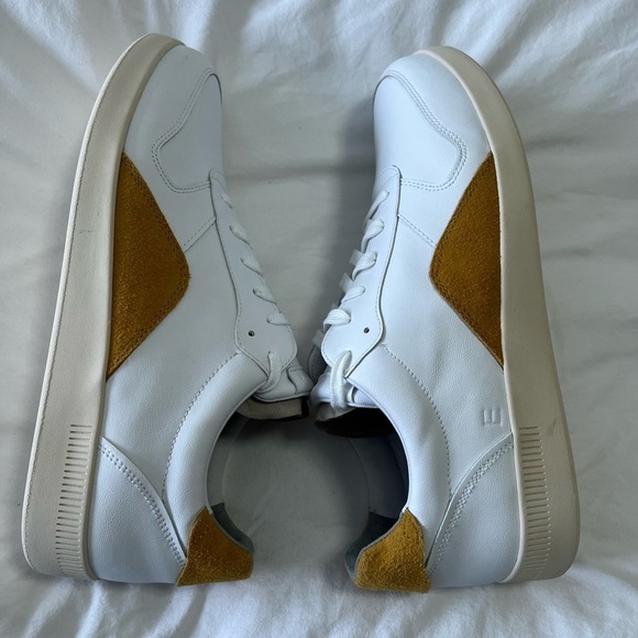 Everlane ReLeather Court Sneaker | White/Mustard Size W/14 M/12 New main image 6